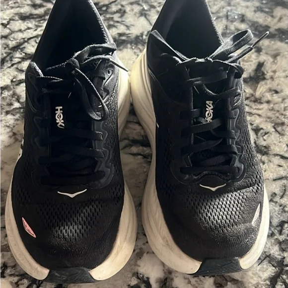 Hoka Black and White Bondi 9 Sneakers - Picture 2 of 3